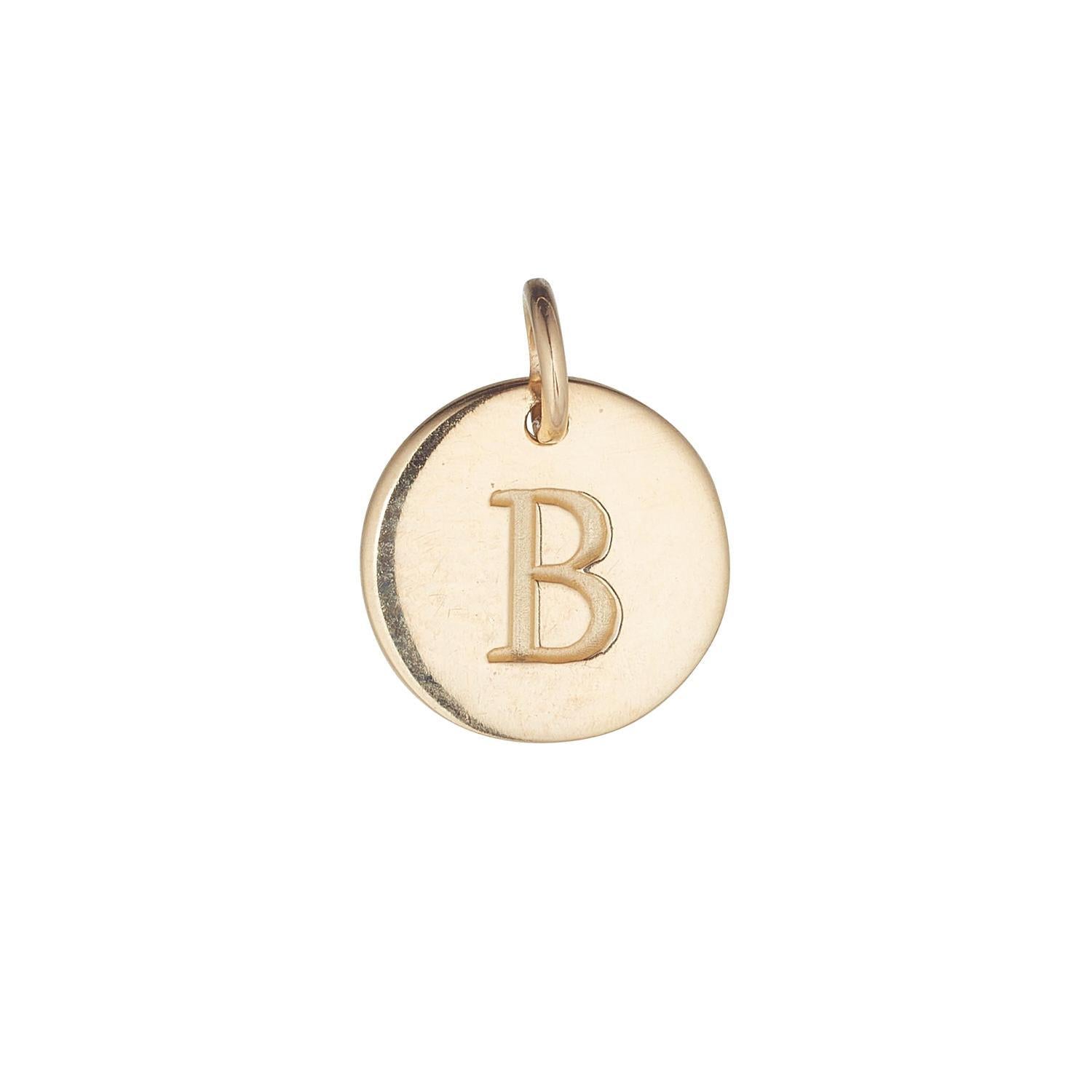 9kt Gold Initial Disc Pendant Necklace (A-Z)