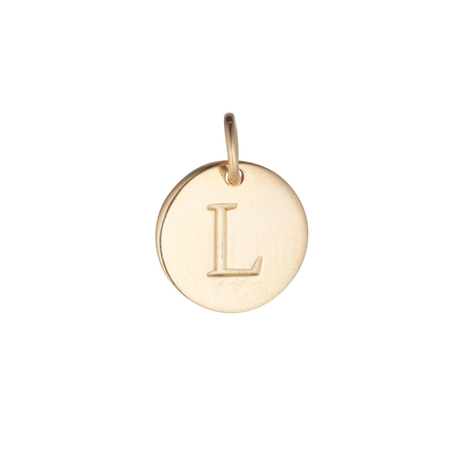 9kt Gold Initial Disc Pendant Necklace (A-Z)
