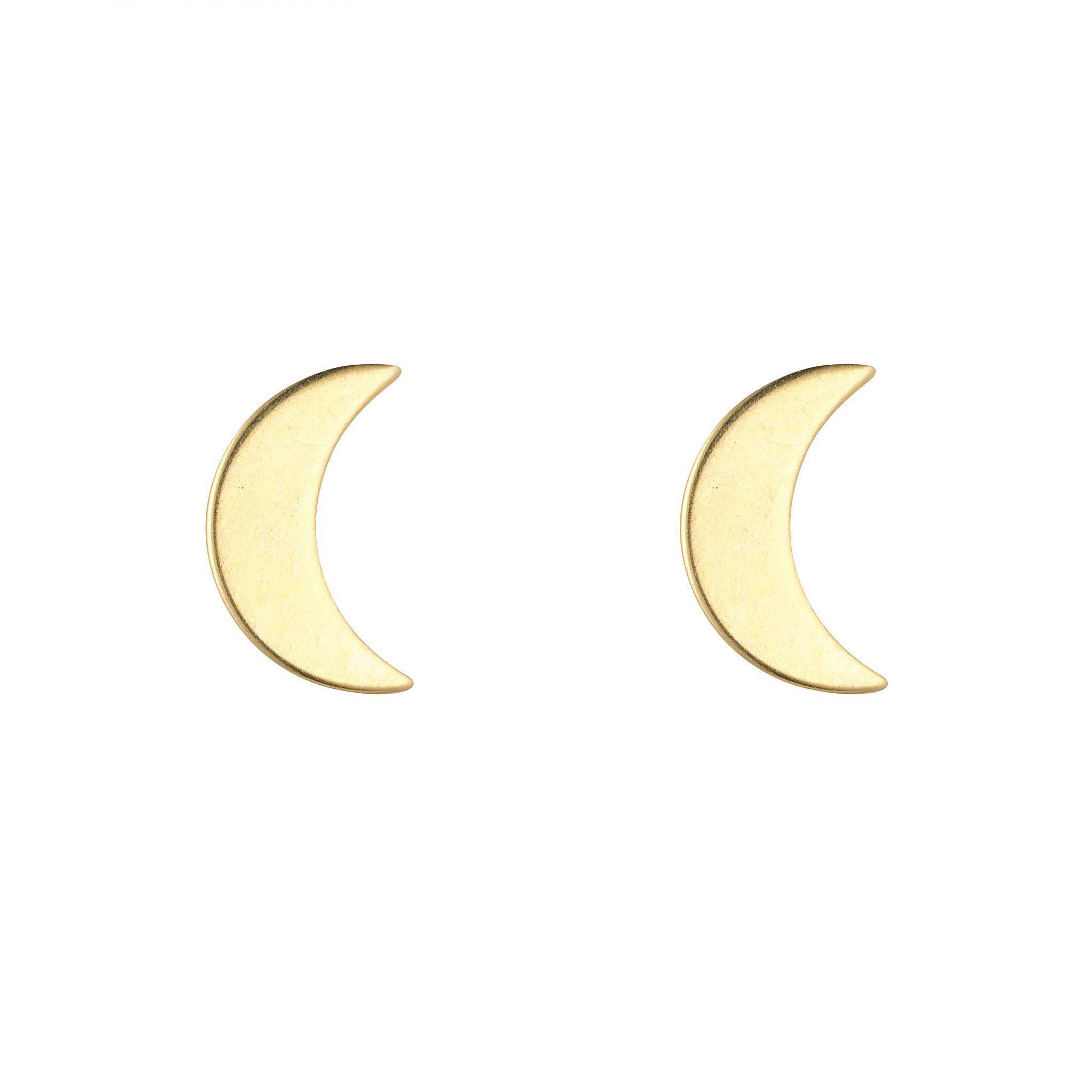 9kt Gold Moon Stud Earrings