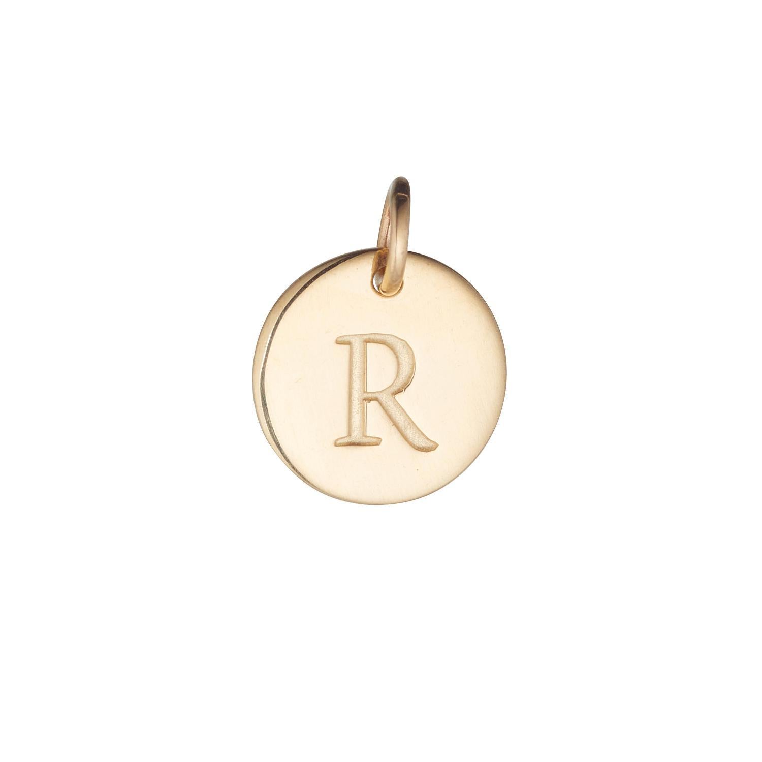 9kt Gold Initial Disc Pendant Necklace (A-Z)