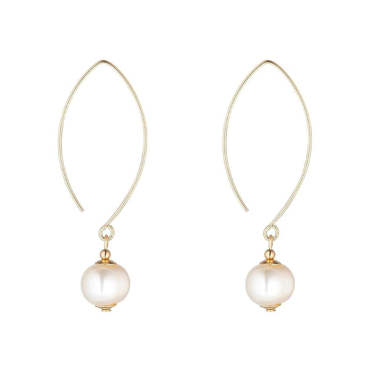 Gold Filled Freshwater Pearl Oval Open Earrings