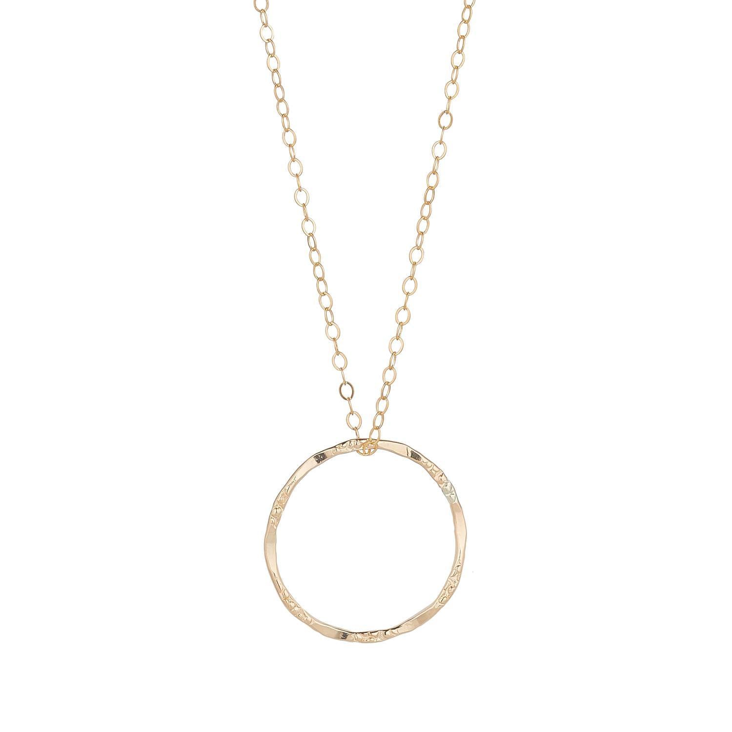 Gold Filled Molten Circle Pendant Necklace