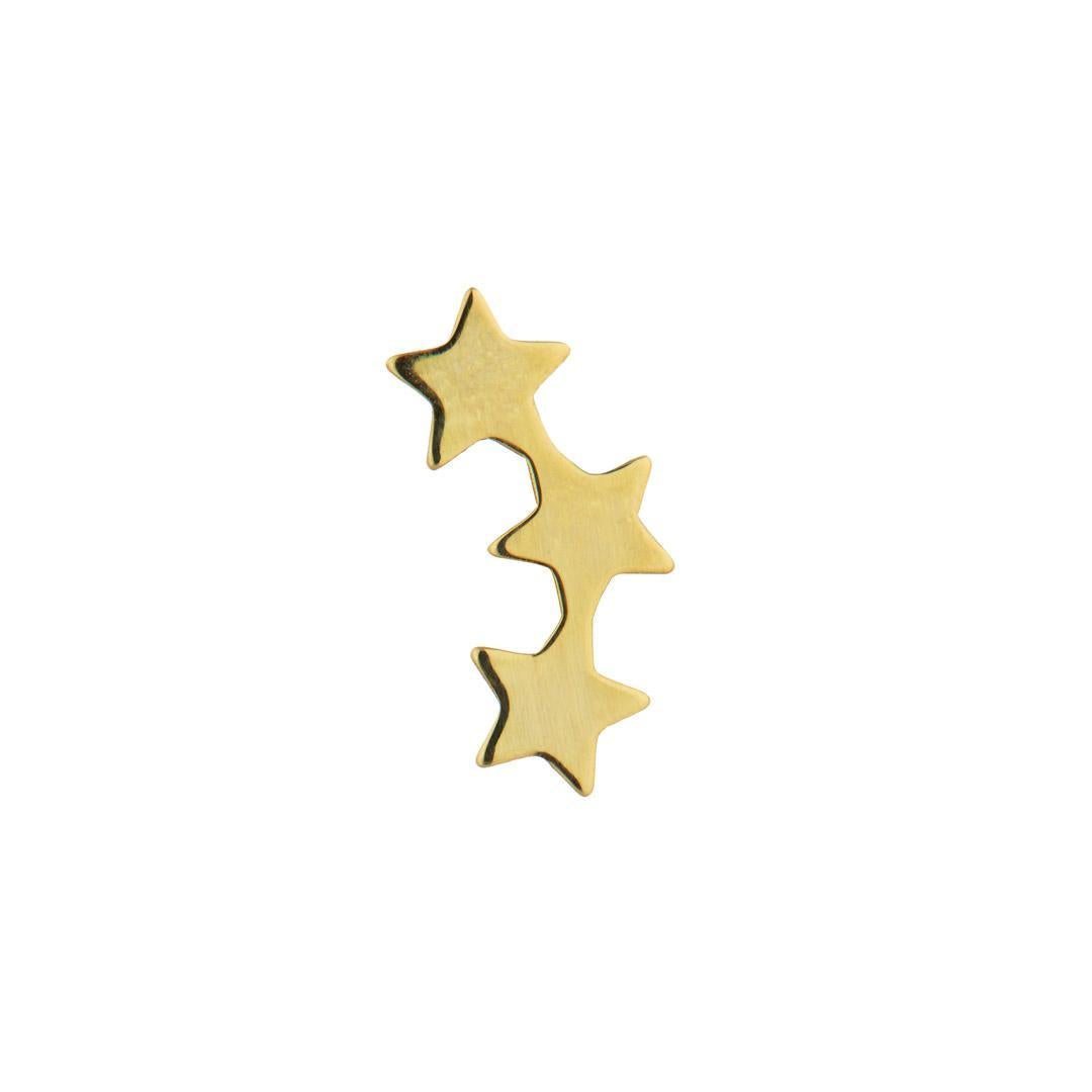 9kt Gold Three Star Stud Earrings