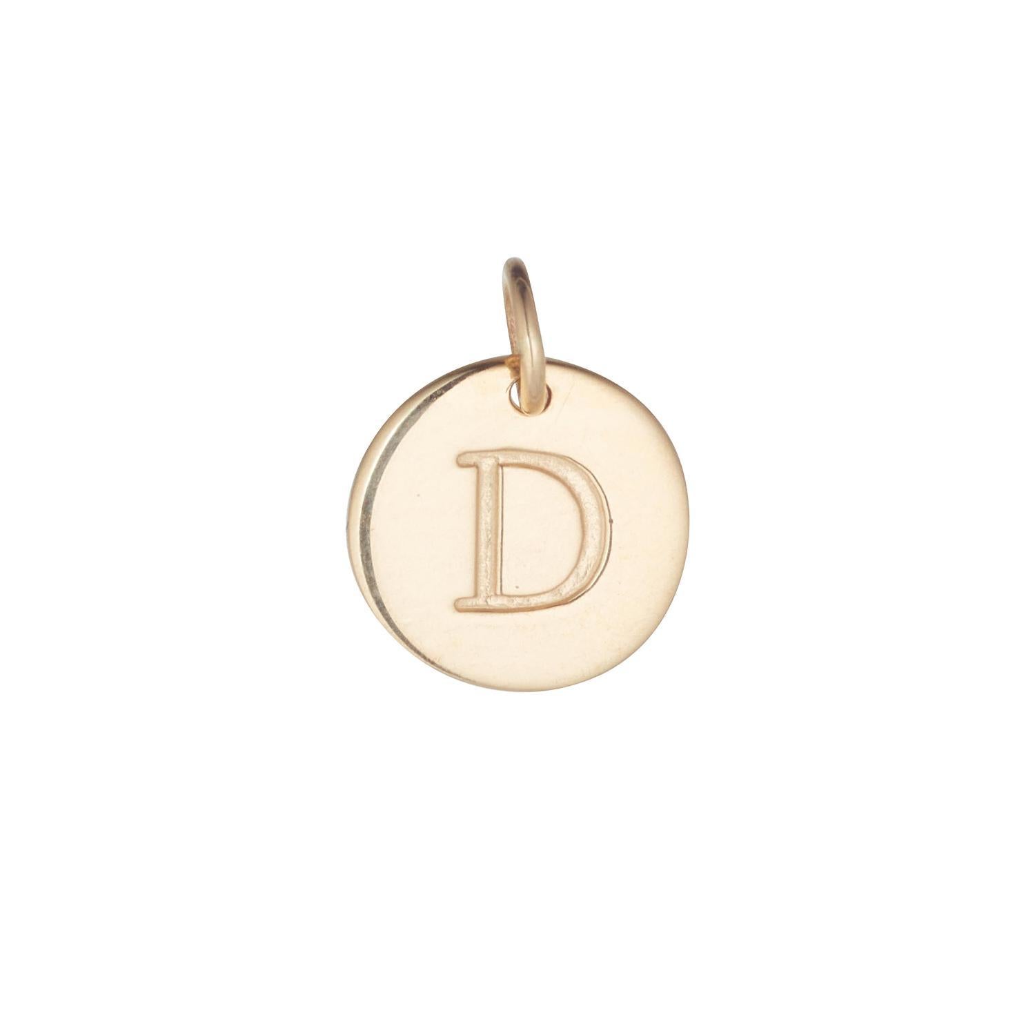 9kt Gold Initial Disc Pendant Necklace (A-Z)