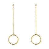 9kt Gold Circle Chain Drop Earrings - MoMuse Jewellery