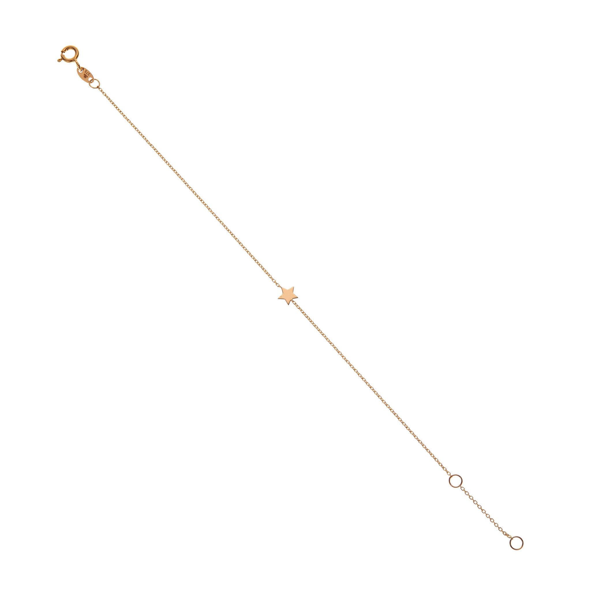9kt Rose Gold Single Star Bracelet - MoMuse Jewellery