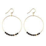 14kt Gold Filled Black Crystal Row Hoop Earrings - MoMuse Jewellery