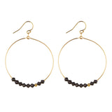 14kt Gold Filled Black Crystal Row Hoop Earrings - MoMuse Jewellery