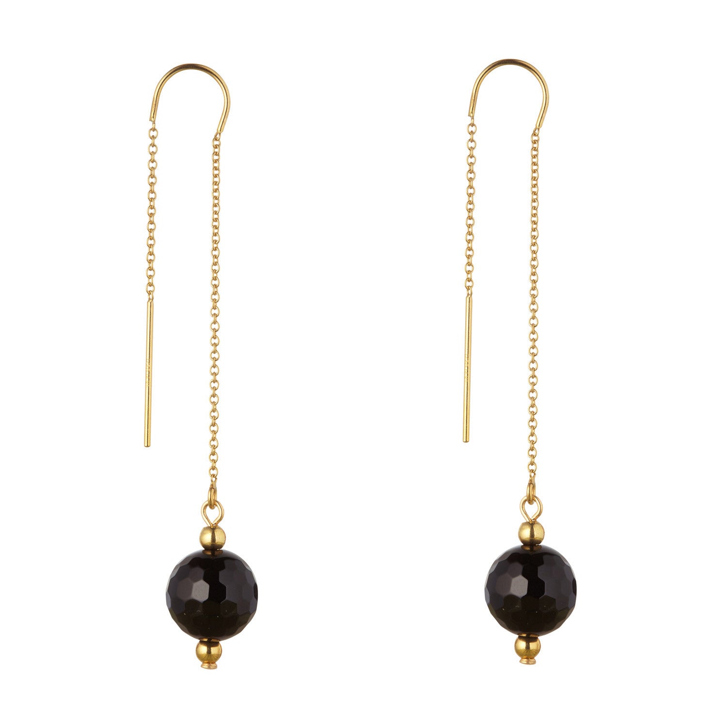 14kt Gold Filled Black Onyx Threaders Earrings - MoMuse Jewellery