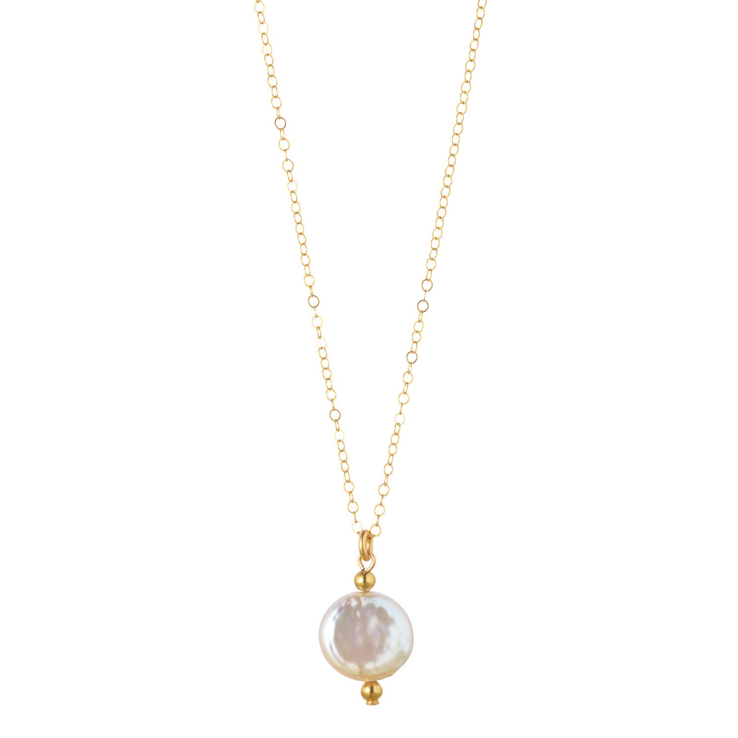 14kt Gold Filled Petite Coin Pearl Necklace - MoMuse Jewellery