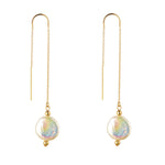 14kt Gold Filled Coin Pearl Threader Earrings - MoMuse Jewellery