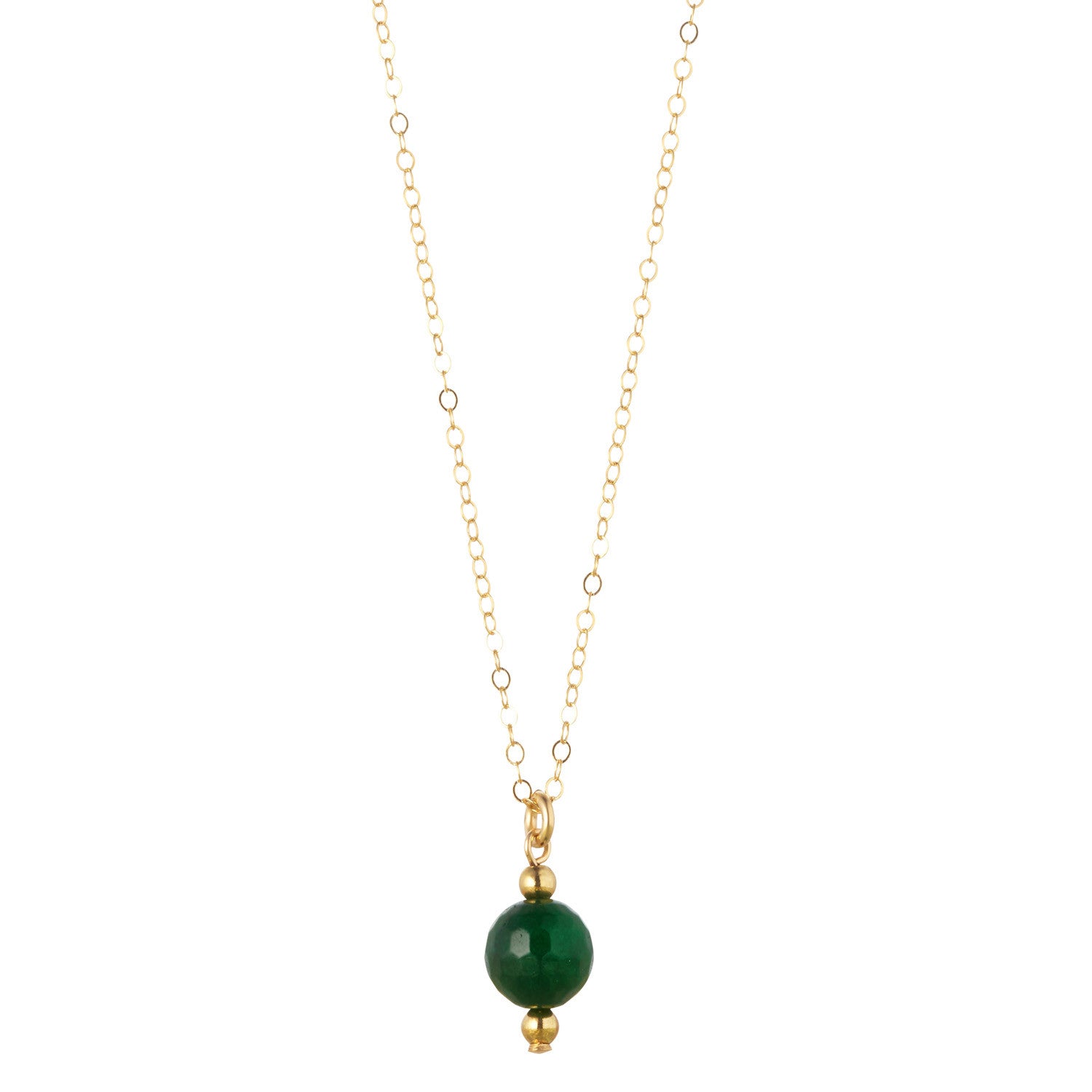 14kt Gold Filled Petite Green Agate Necklace - MoMuse Jewellery