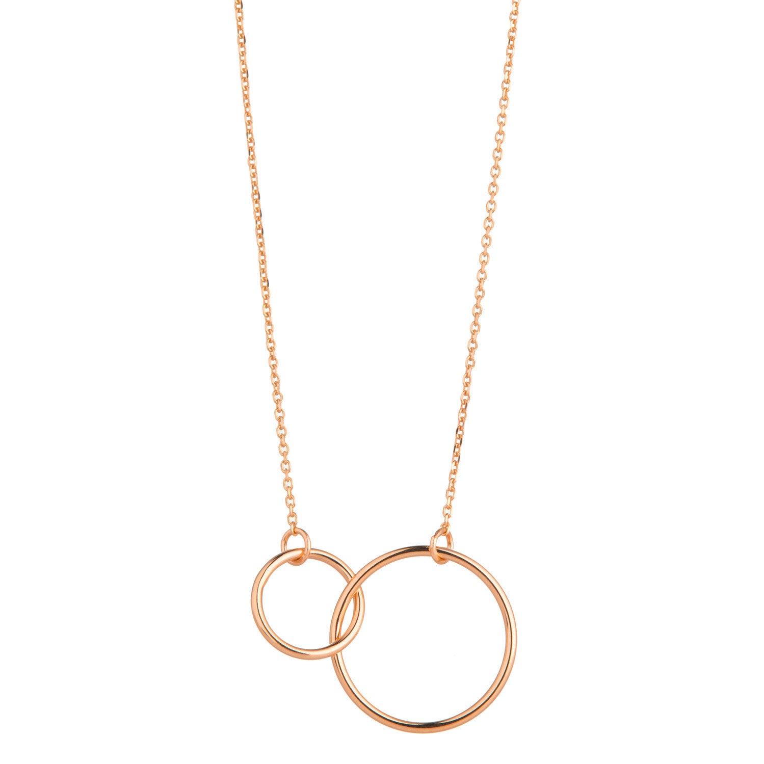 9kt Rose Gold Double Circle Necklace - MoMuse Jewellery