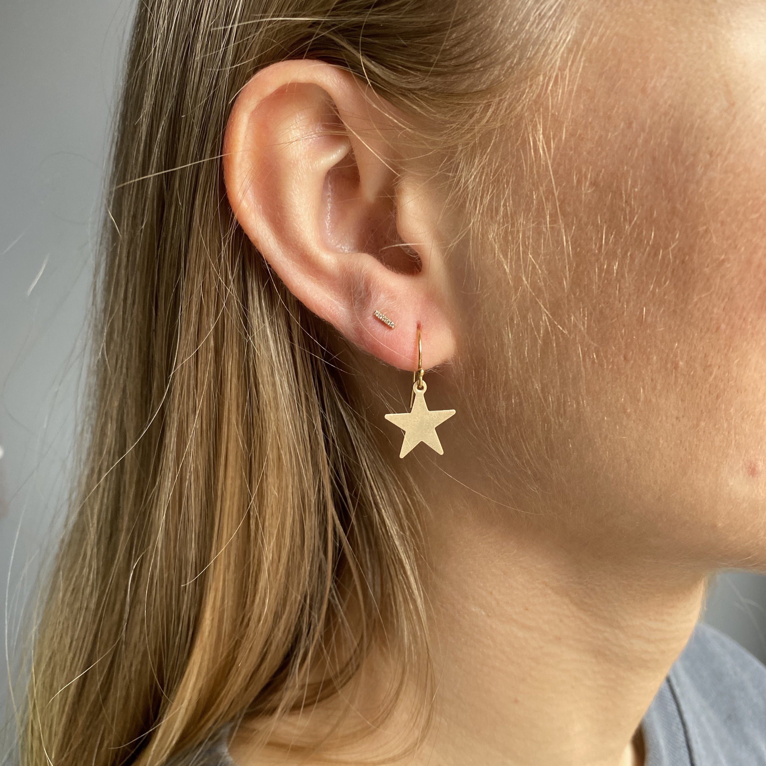 Gold Filled Solid Star Charm Earrings